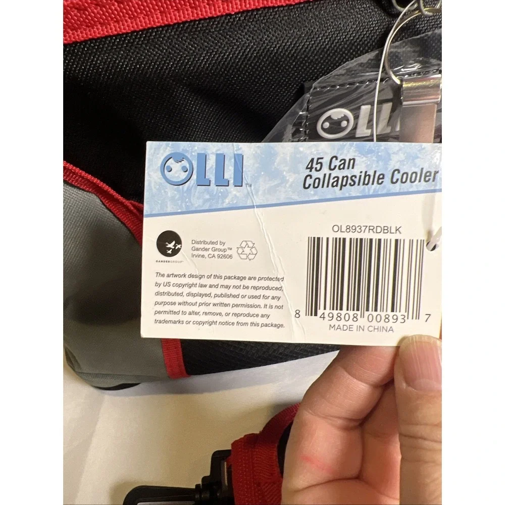 NWT Olli 45 Can Collapsible Cooler Bag Red/Gray/Black - Tough Top & Base